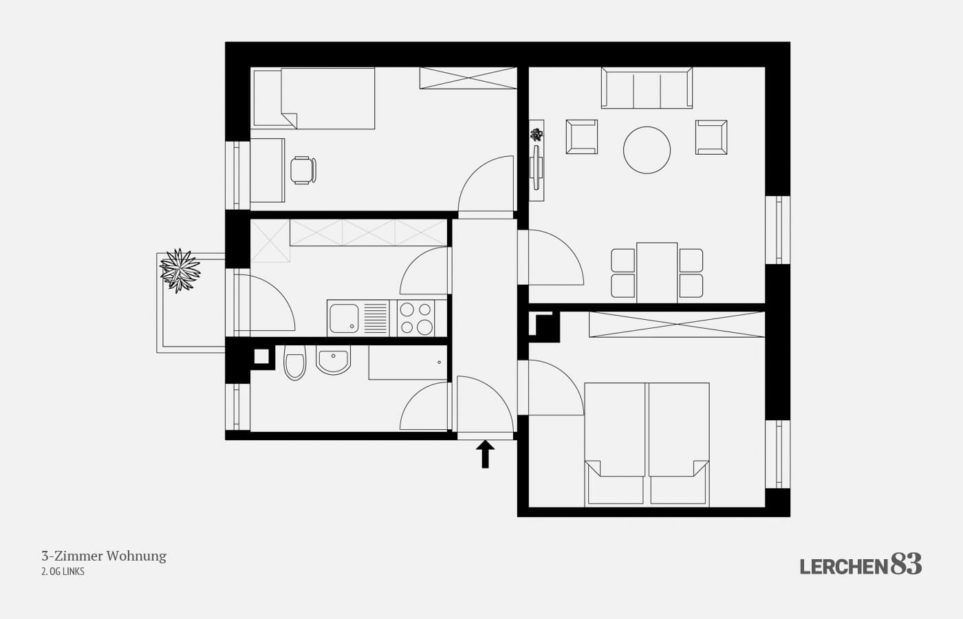Wohnung Lerchenstraße 2. OG links: Grundriss