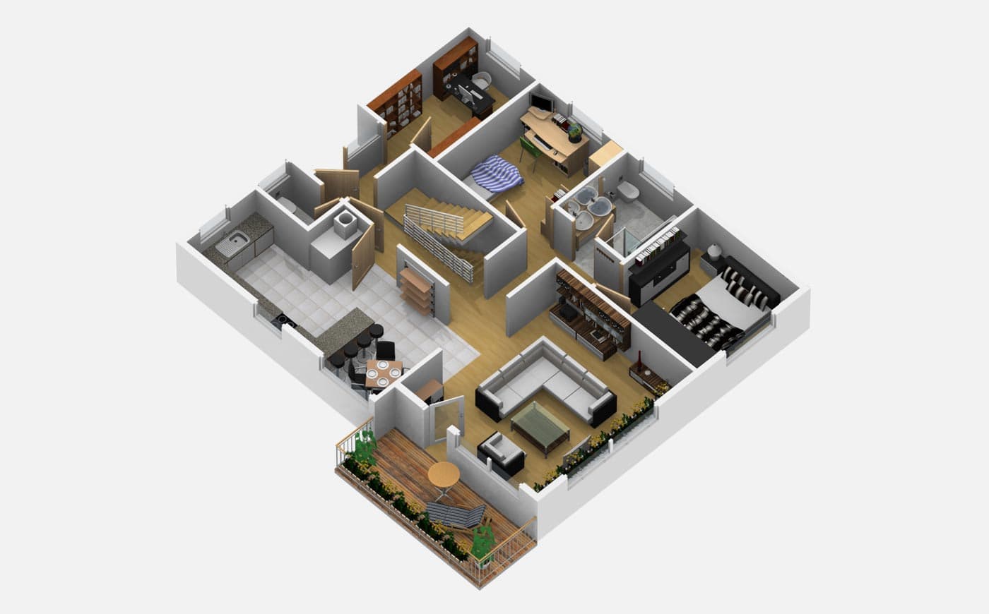 Einfamilienhaus Weissach: Visualisierung EG