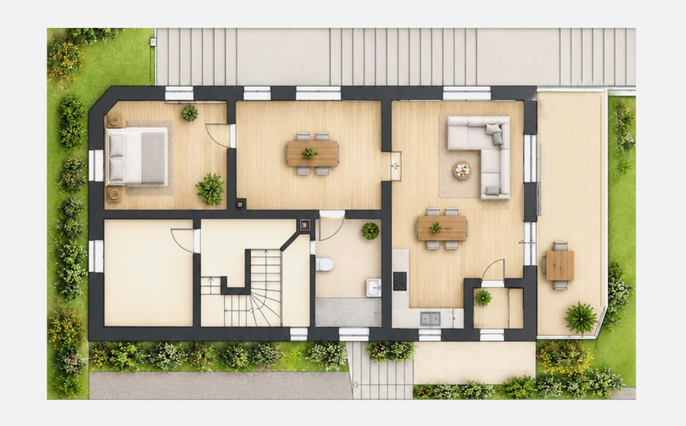 Hahnstraße 10: Grundriss Einheit Gartengeschoss